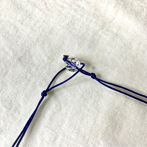 Handmade Blue Choker with Black Evil Eye, 4 leave clover and Hansa Hand - Picture 5 of 6